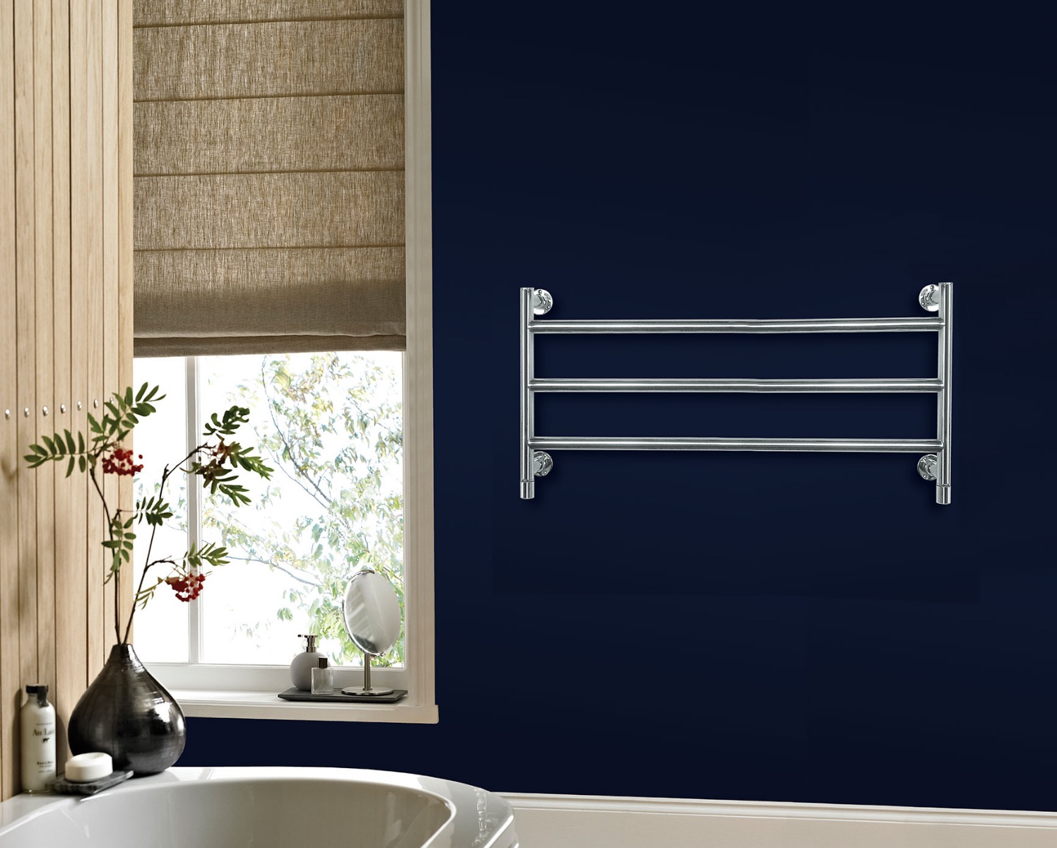 Contemporary Vivid Integral Valve Horizontal Towel Rail Heating-Chrome 400x1200