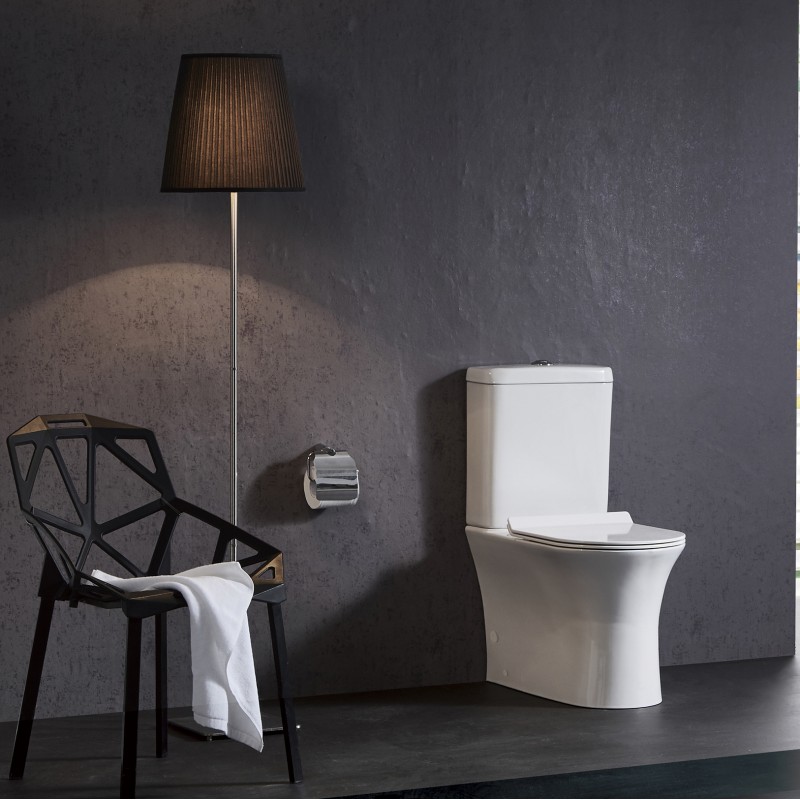 Wave rimless C/C WC (fully back to wall) with Geberit flush fittings & seat (WAV600)