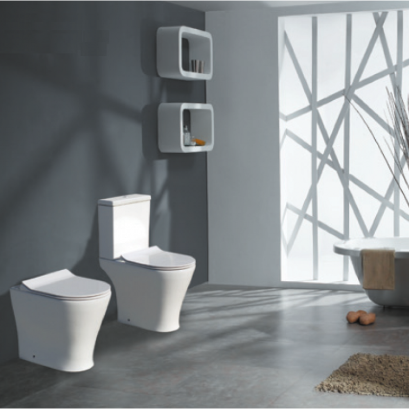 Wave rimless C/C toilet (open back) with Geberit flush fittings & seat (WAV595)