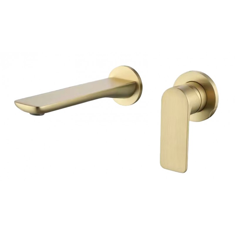 Square wall mounted basin mixer - Brush Gold (WBM-609BG)