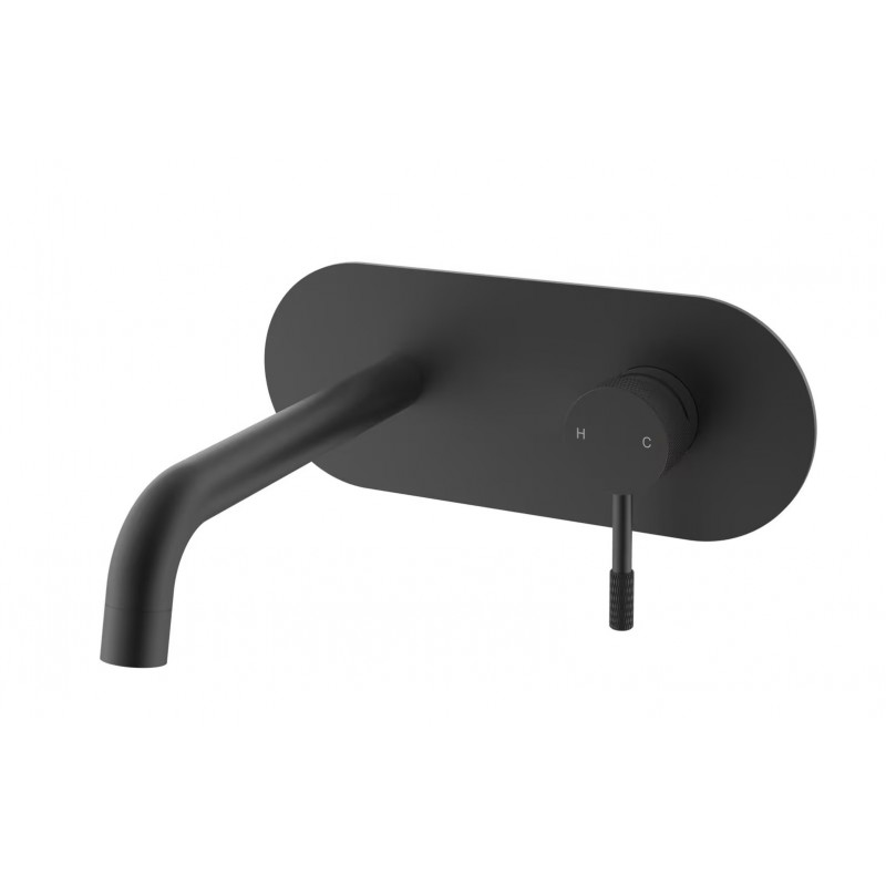 Round wall mounted basin mixer with single plate - Matt Black (WBM-P604MB)