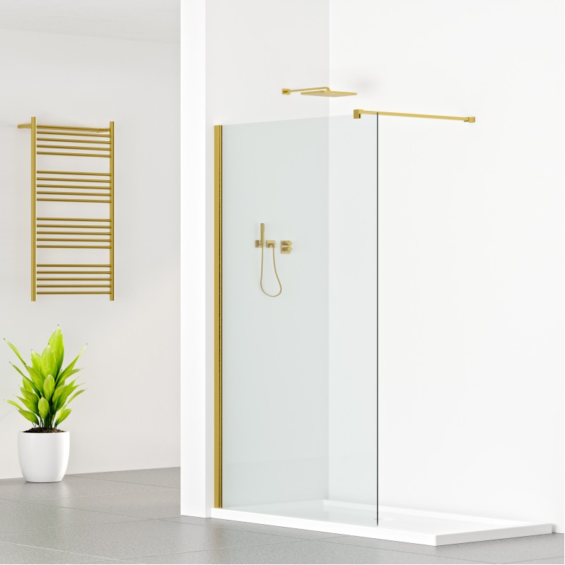 Wetroom Glass shower panel - Brush Gold. (WGP70 - BG)