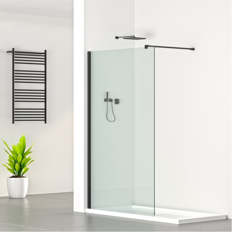 Wetroom Glass shower panel - Matt Black. (WGP60 - MB)
