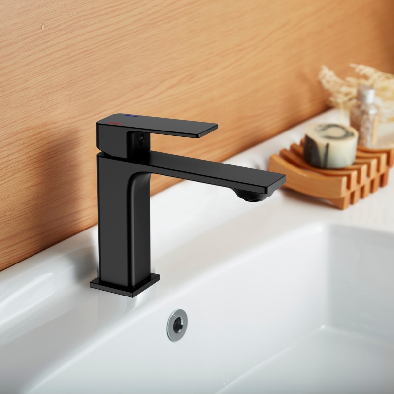 Zen Single Lever Basin mixer With Clicker Waste - Matt Black (ZEN-B)