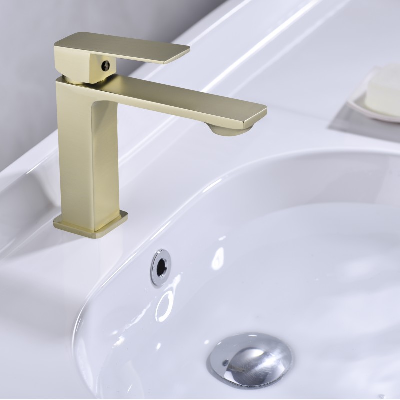 Zen single lever basin mixer with clicker waste - Brushed Gold (ZEN-G)